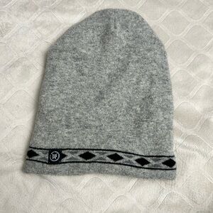 Gray Knit Beanie with Black Pattern